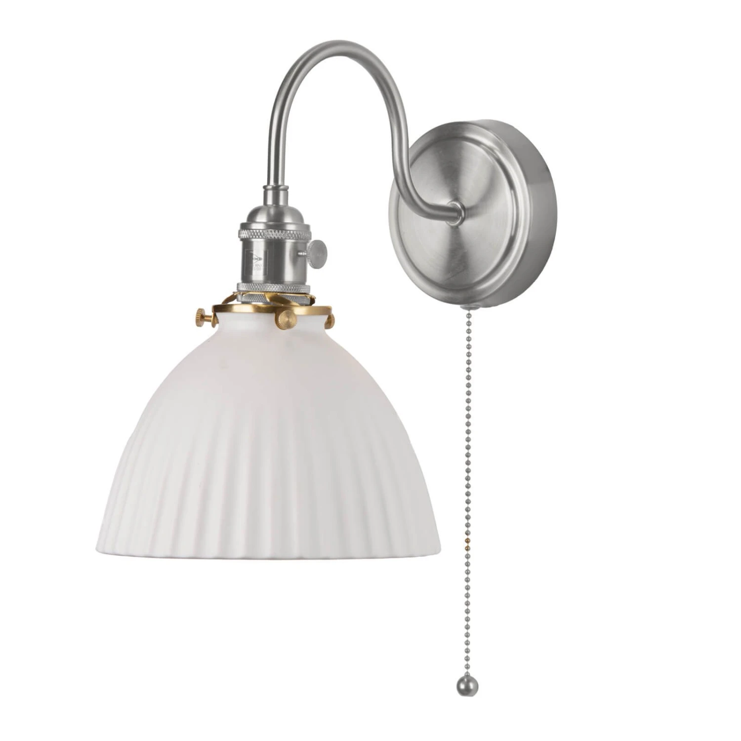 Hadano Wall Light Antique Chrome & Ceramic Domed Shade - Image 2