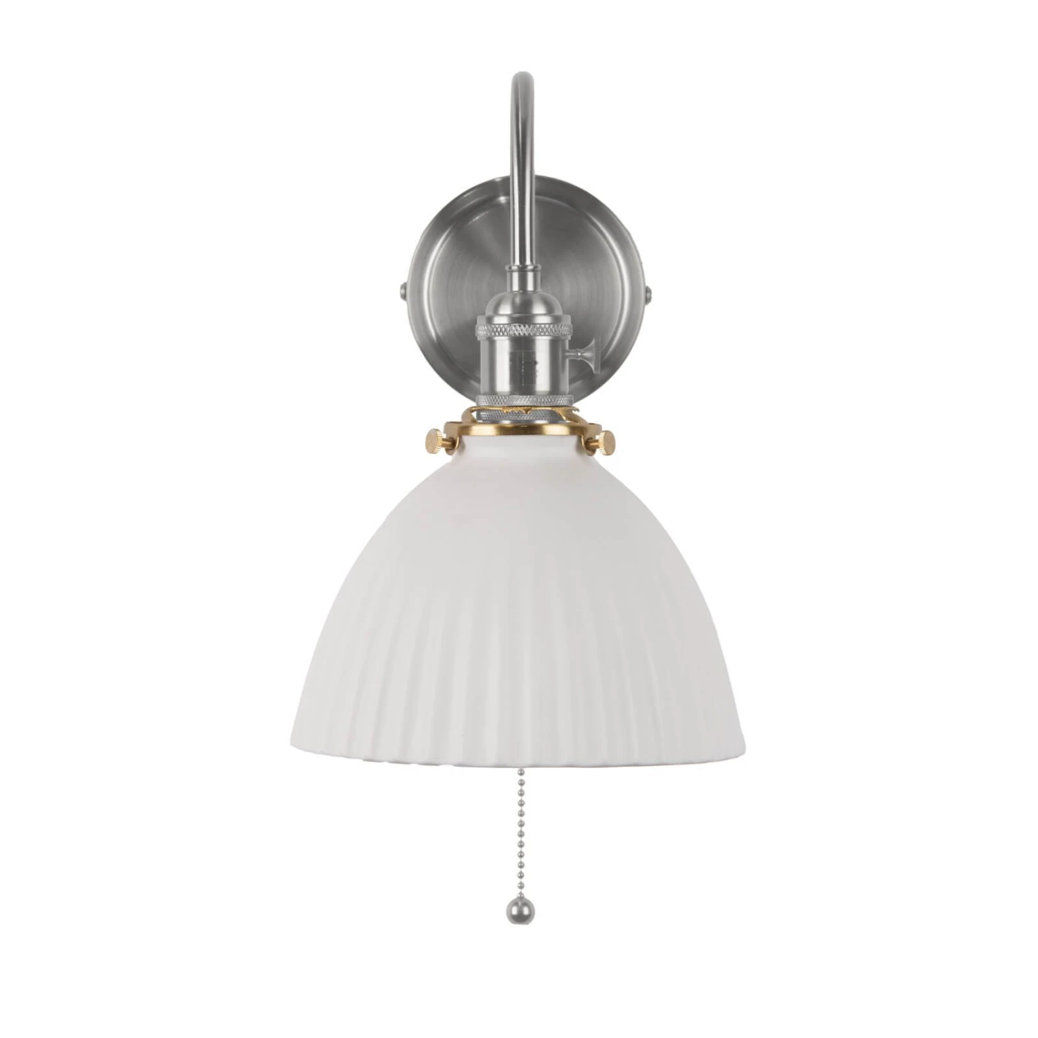 Hadano Wall Light Antique Chrome & Ceramic Domed Shade - Image 5