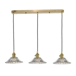 Hadano 3 Light Brass Suspension With Flared Glass Shades