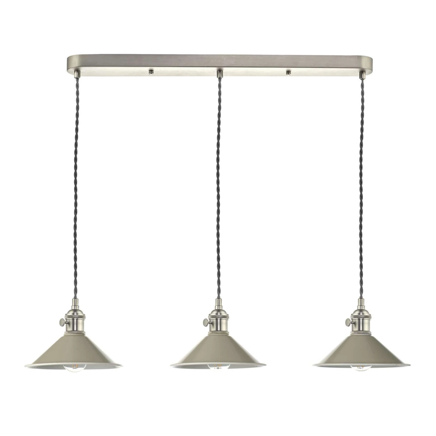 Hadano 3 Light Antique Chrome Suspension With Cashmere Shades - Image 2