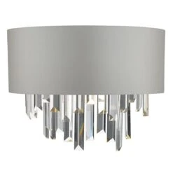 Halle 2 Light Wall Light Grey Shade & Crystal
