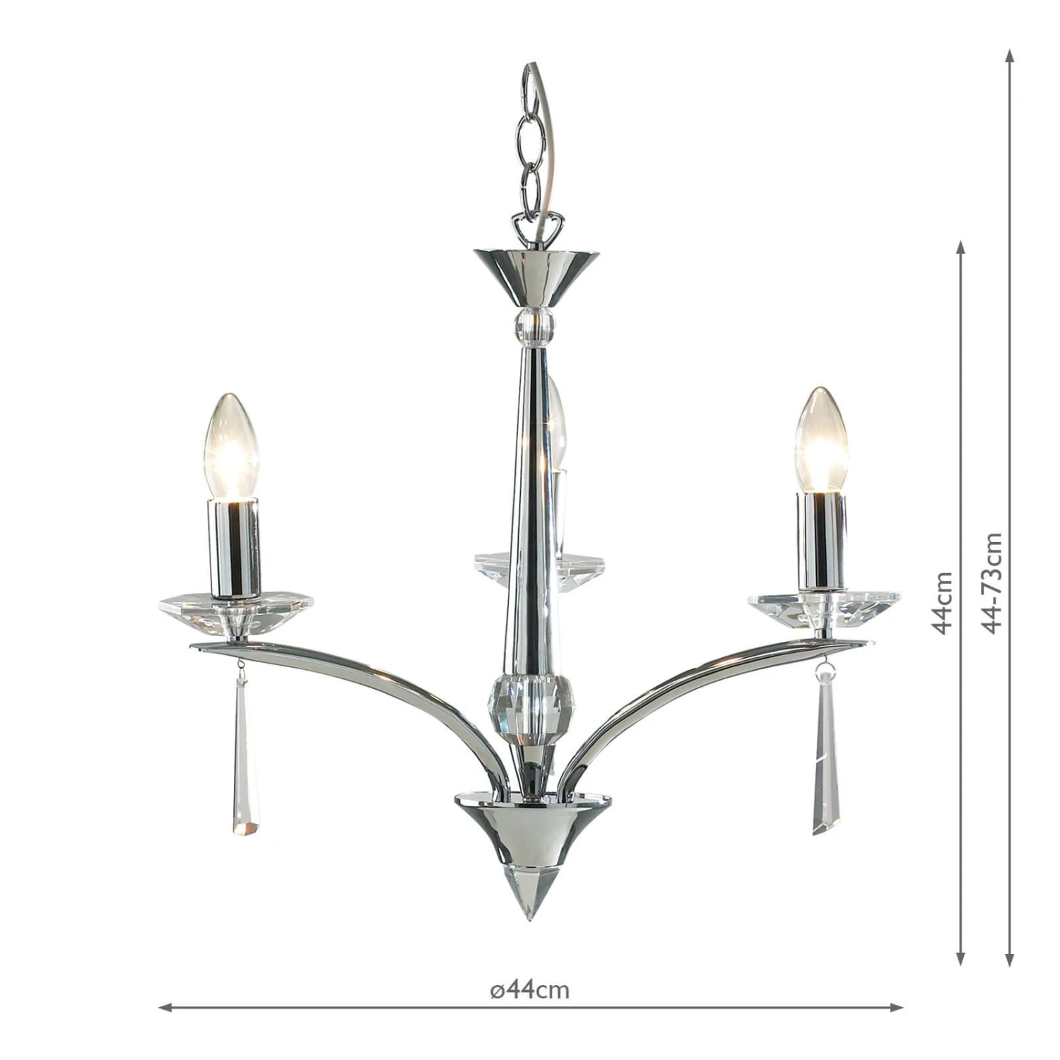 Hyperion 3 Light Dual Mount Pendant Polished Chrome Crystal - Image 6