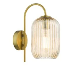 Idra Wall Light Aged Bronze And Champagne Ribbed Glass