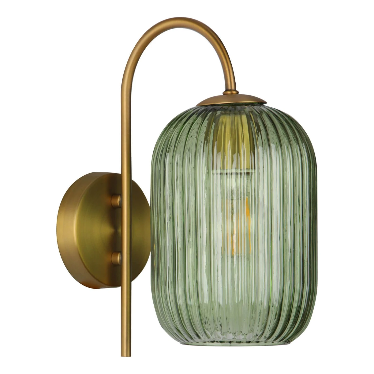Idra Wall Light Aged Bronze And Green Ribbed Glass - Image 2