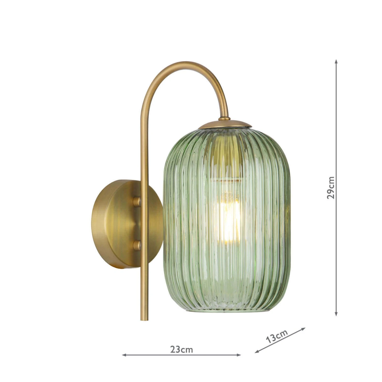 Idra Wall Light Aged Bronze And Green Ribbed Glass - Image 5