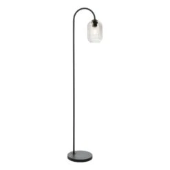 Idra Floor Lamp Matt Black And Ribbed Glass