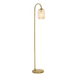 Idra Floor Lamp Aged Bronze And Champagne Ribbed Glass