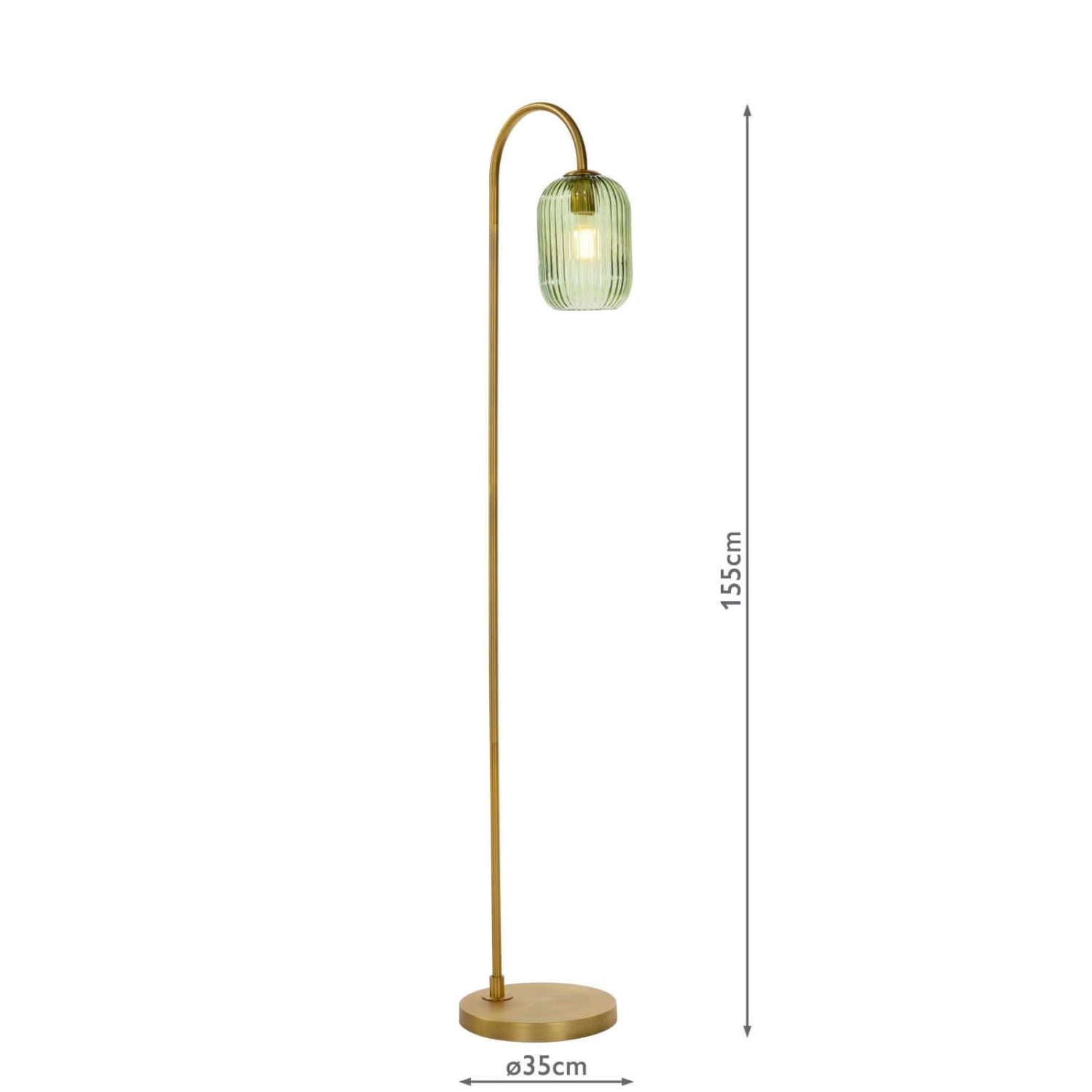 Idra Floor Lamp Aged Bronze And Green Ribbed Glass - Image 7