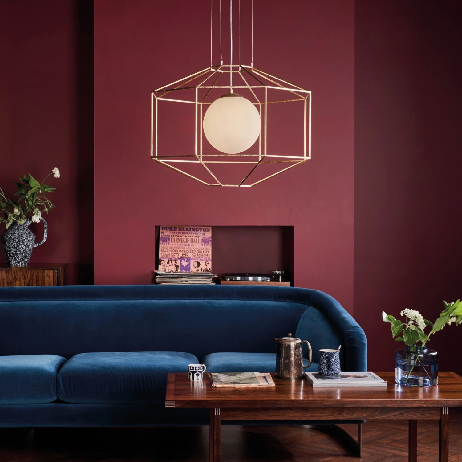 Izmir 1 Light Pendant Hexagonal Old Gold Frame Opal Glass - Image 6