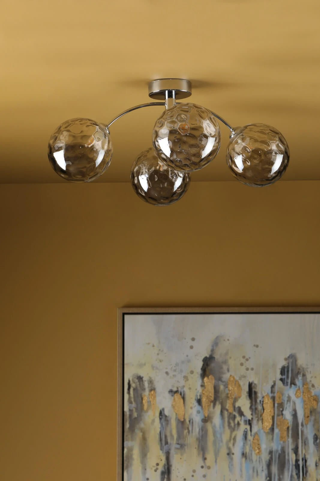 Izzy 4 Light Semi Flush Polished Chrome Smoked Dimpled Glass - Image 4