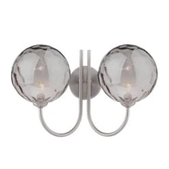 Jared 2 Light Wall Light Satin Nickel And Smoked Dimpled Glass