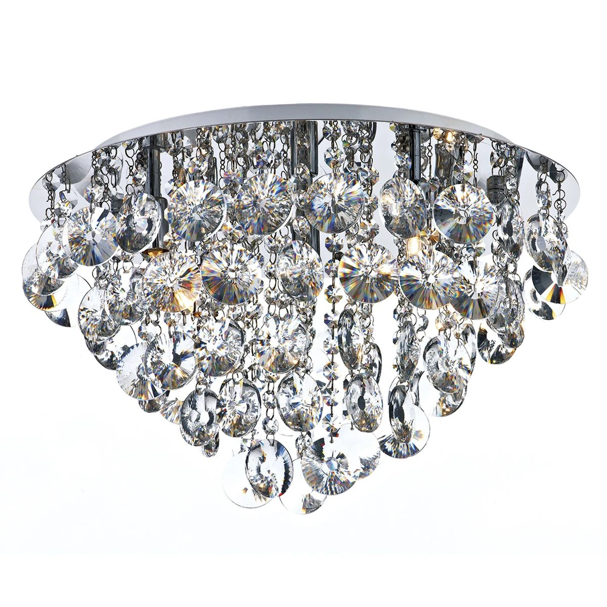 Jester 5 Light Flush Polished Chrome Complete With Clear Droppers - Image 4