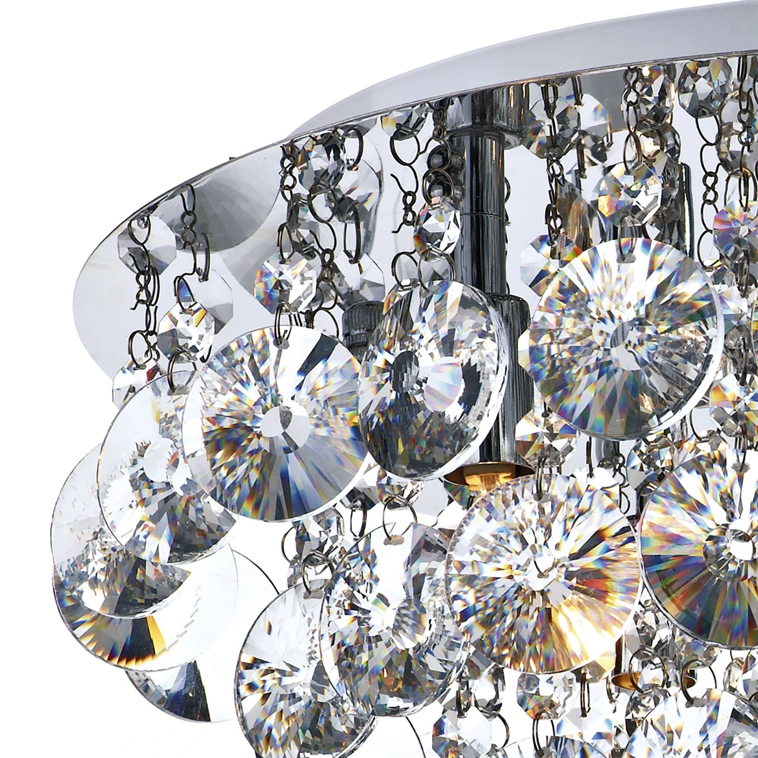 Jester 5 Light Flush Polished Chrome Complete With Clear Droppers - Image 3