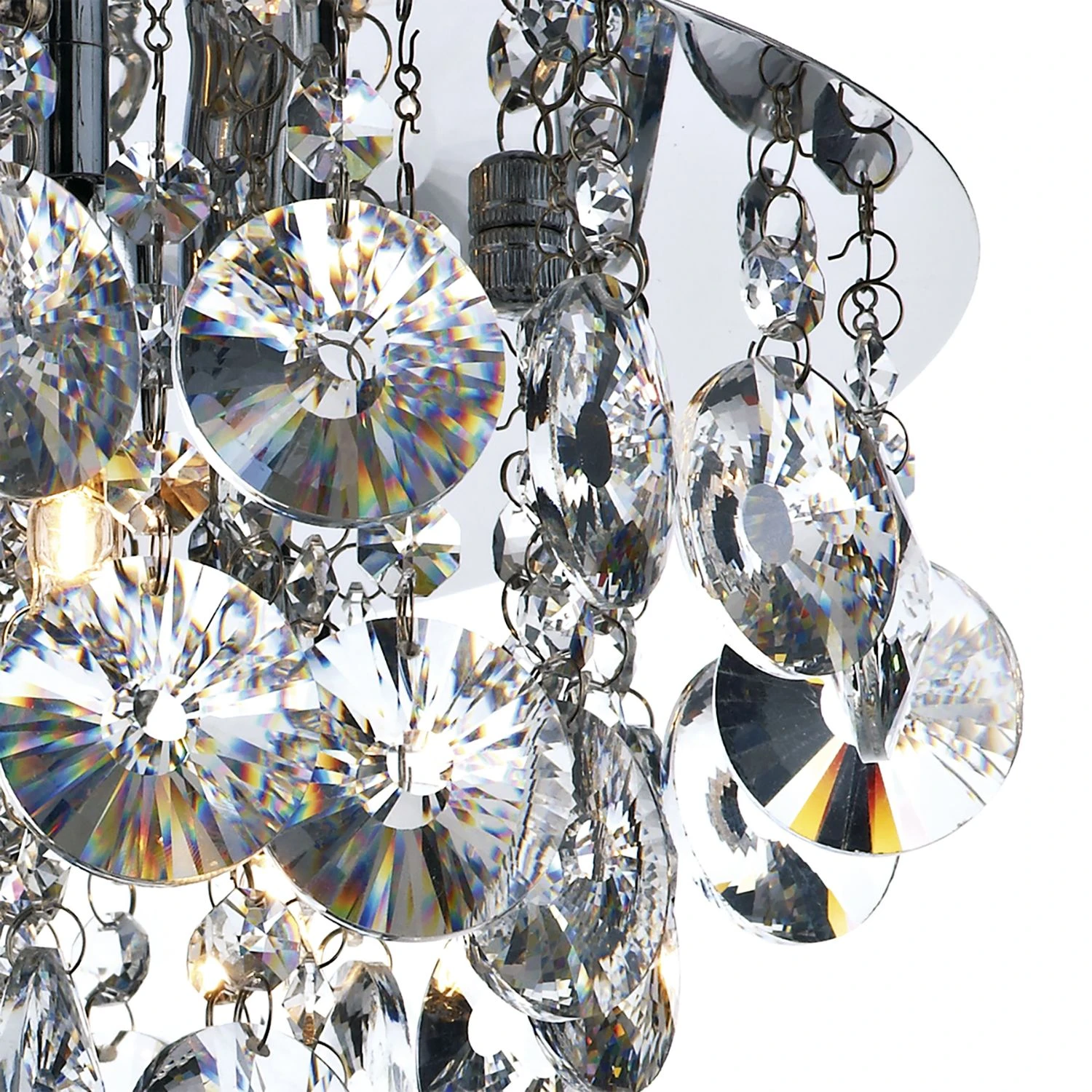 Jester 5 Light Flush Polished Chrome Complete With Clear Droppers