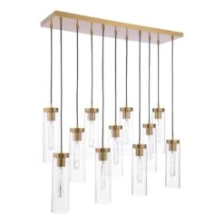 Jodelle 11 Light Bar Pendant Polished Bronze And Glass