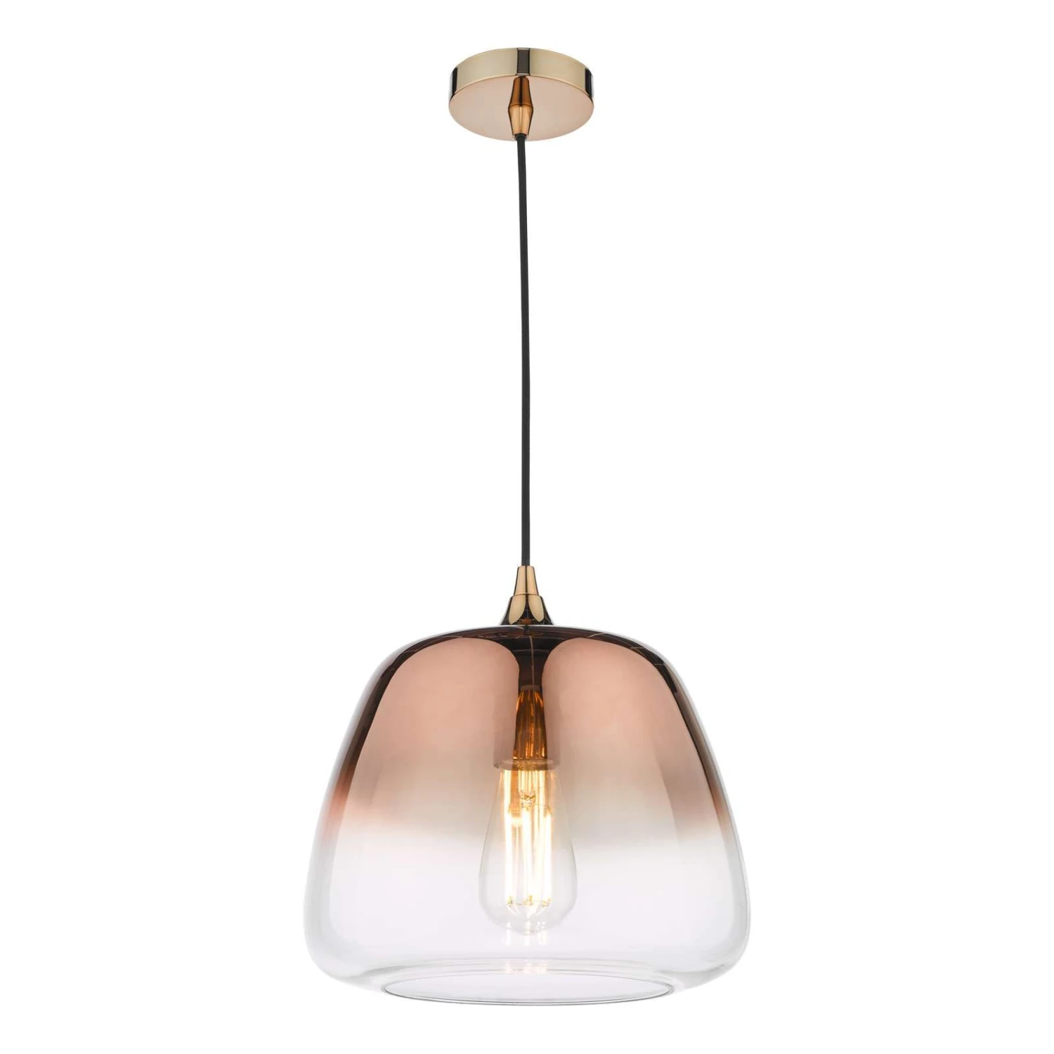Klaxon 1 Light Pendant Ombre Copper Glass