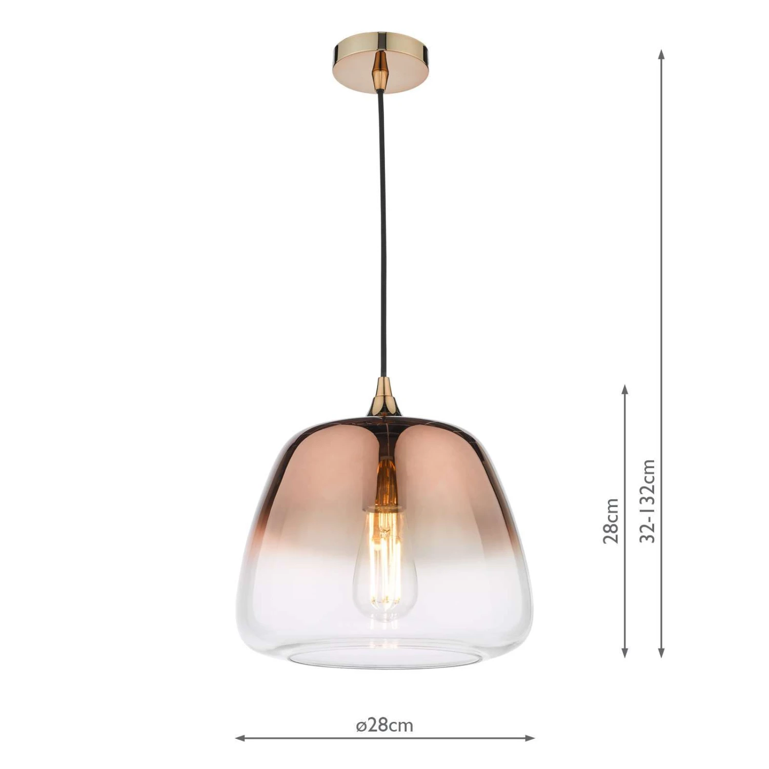 Klaxon 1 Light Pendant Ombre Copper Glass - Image 5