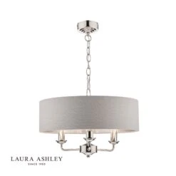 Laura Ashley Sorrento 3 Light Pendant Polished Nickel With Silver Shade