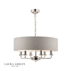 Laura Ashley Sorrento 6 Light Pendant Polished Nickel With Silver Shade