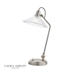 Laura Ashley Hanbury Task Lamp Brushed Pewter Glass