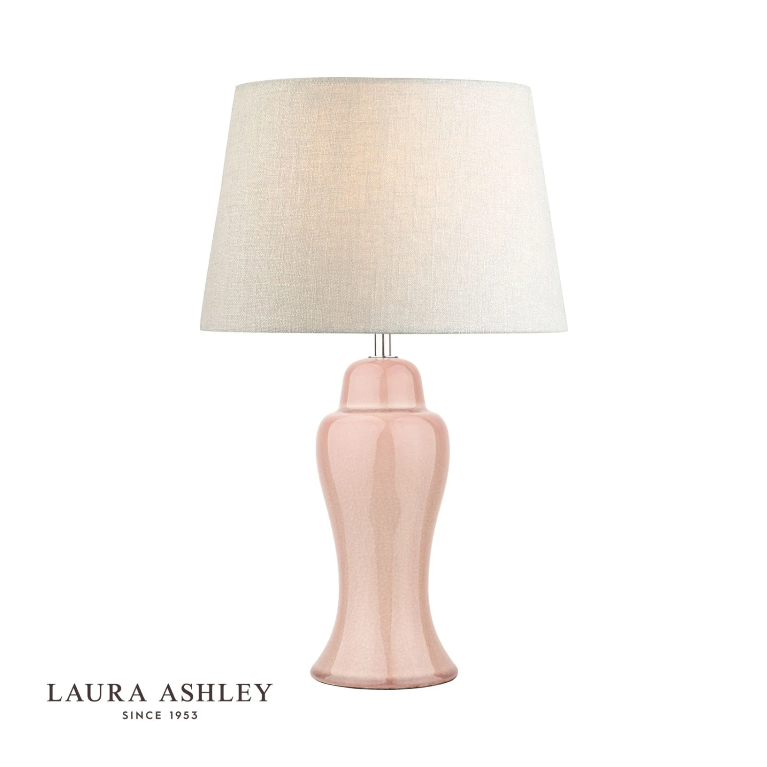 Laura Ashley Regina Small Table Lamp Pink Blush Polished Chrome Base Only