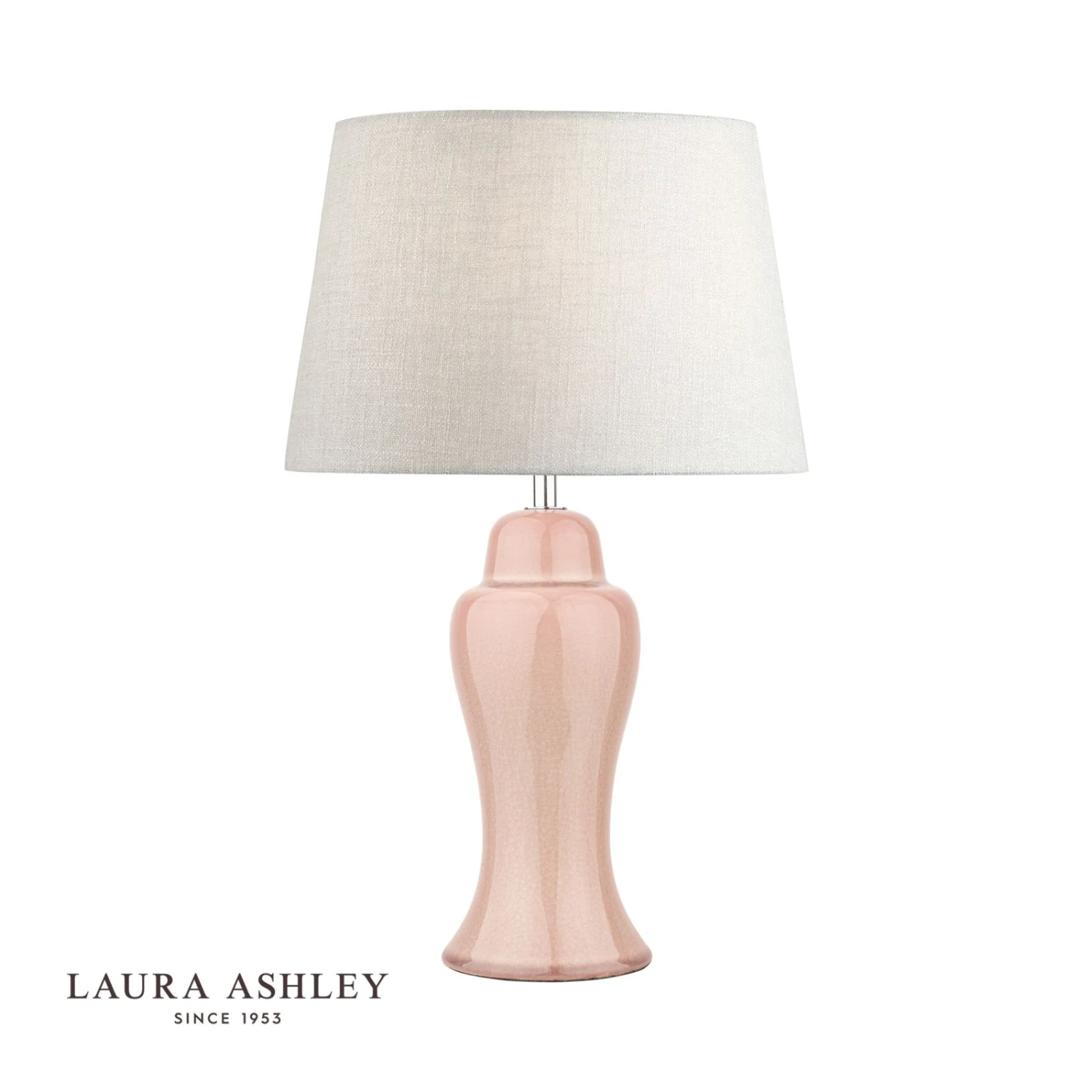 Laura Ashley Regina Small Table Lamp Pink Blush Polished Chrome Base Only - Image 2