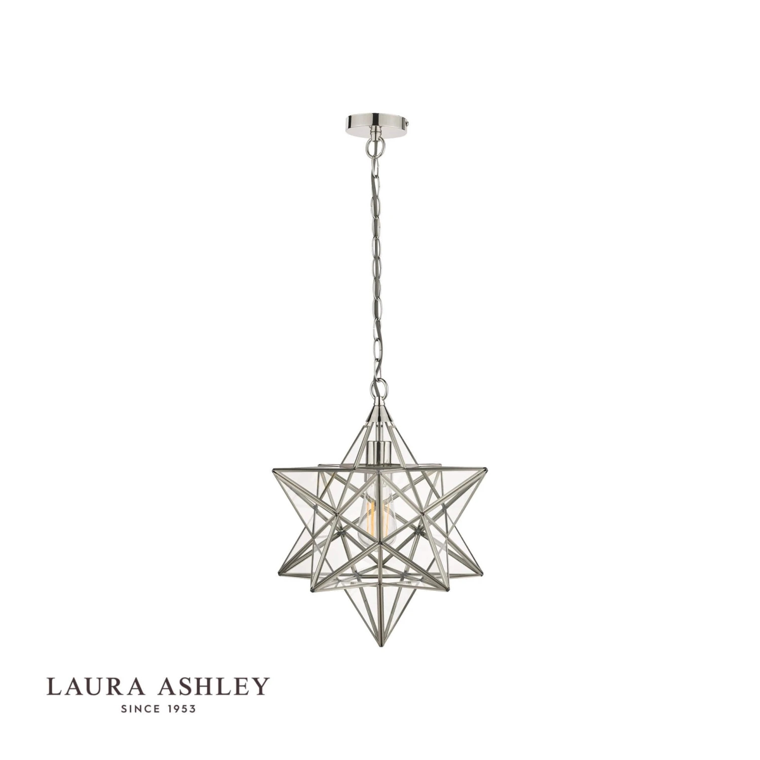 Laura Ashley Large Star Pendant Silver Glass - Image 2