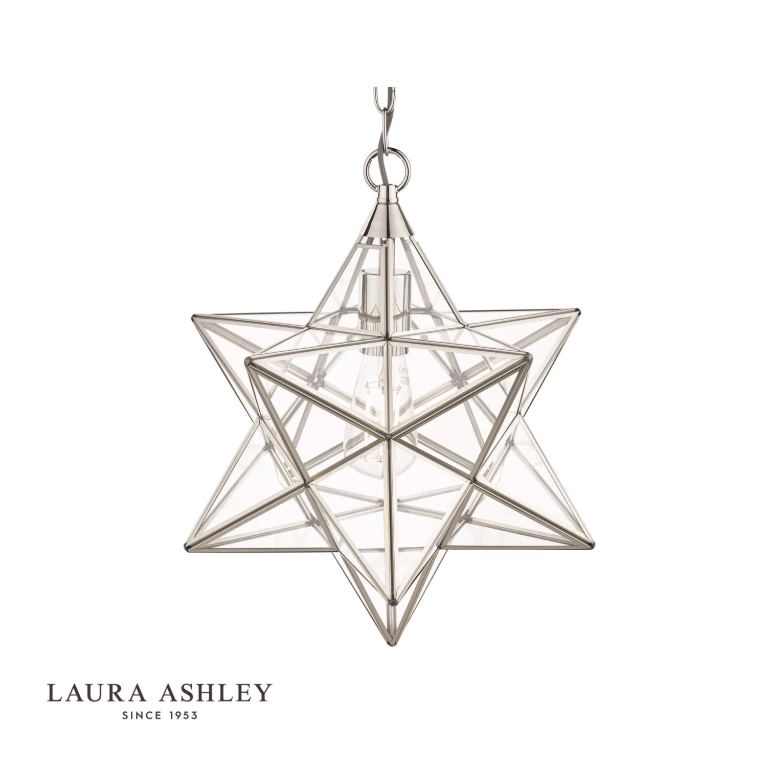 Laura Ashley Large Star Pendant Silver Glass - Image 3