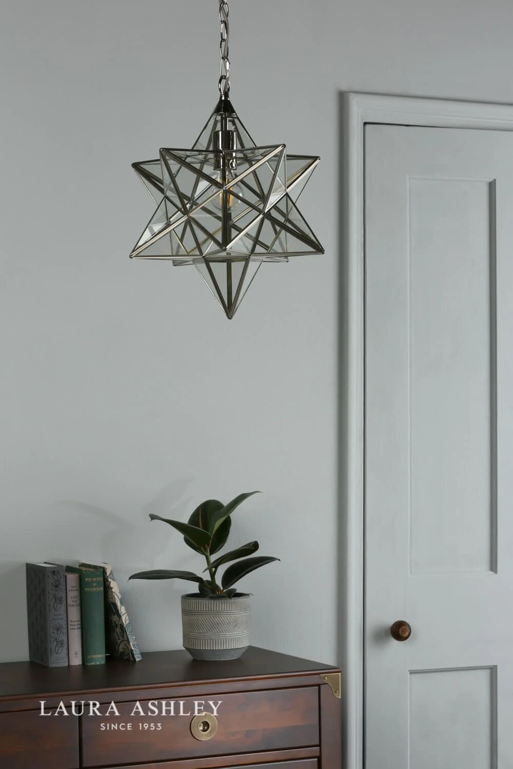 Laura Ashley Large Star Pendant Silver Glass - Image 5