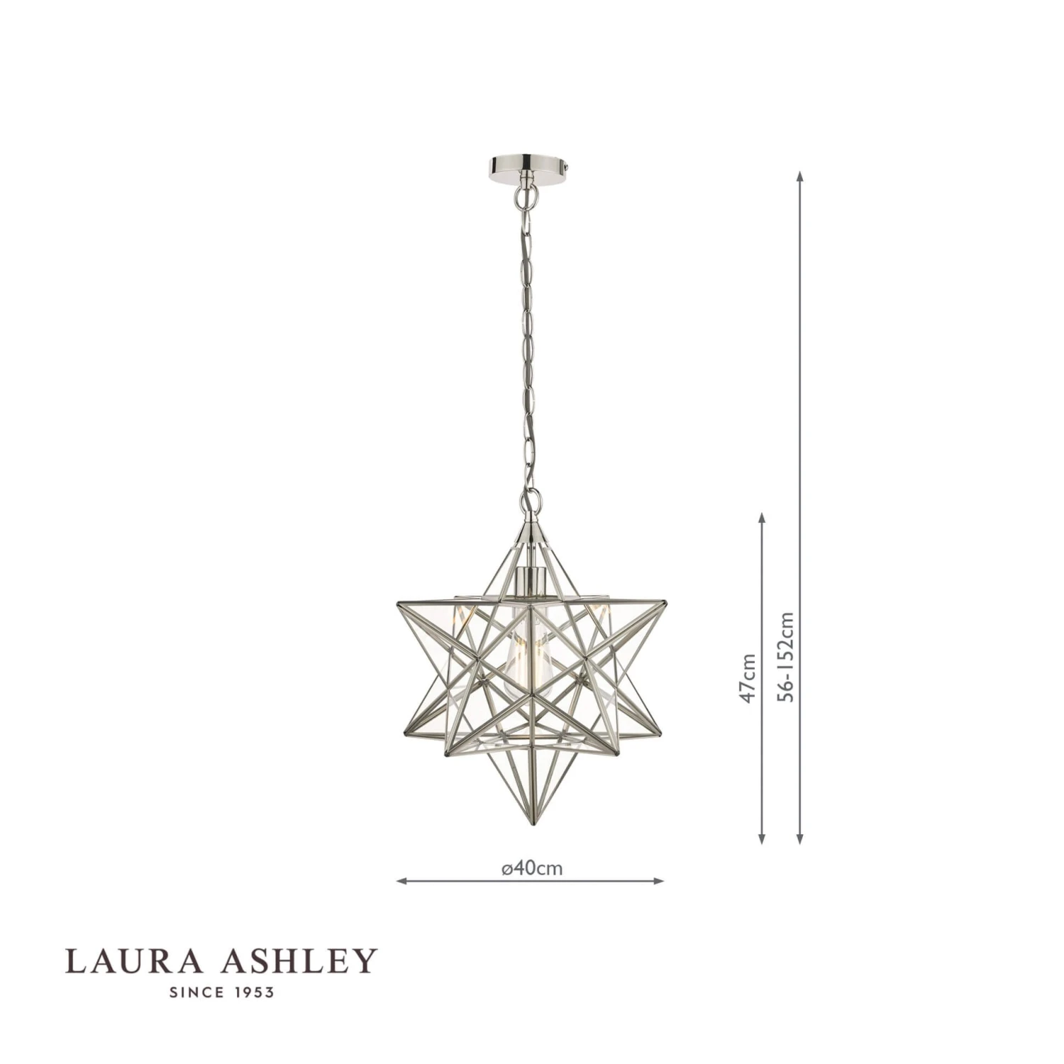 Laura Ashley Large Star Pendant Silver Glass - Image 6