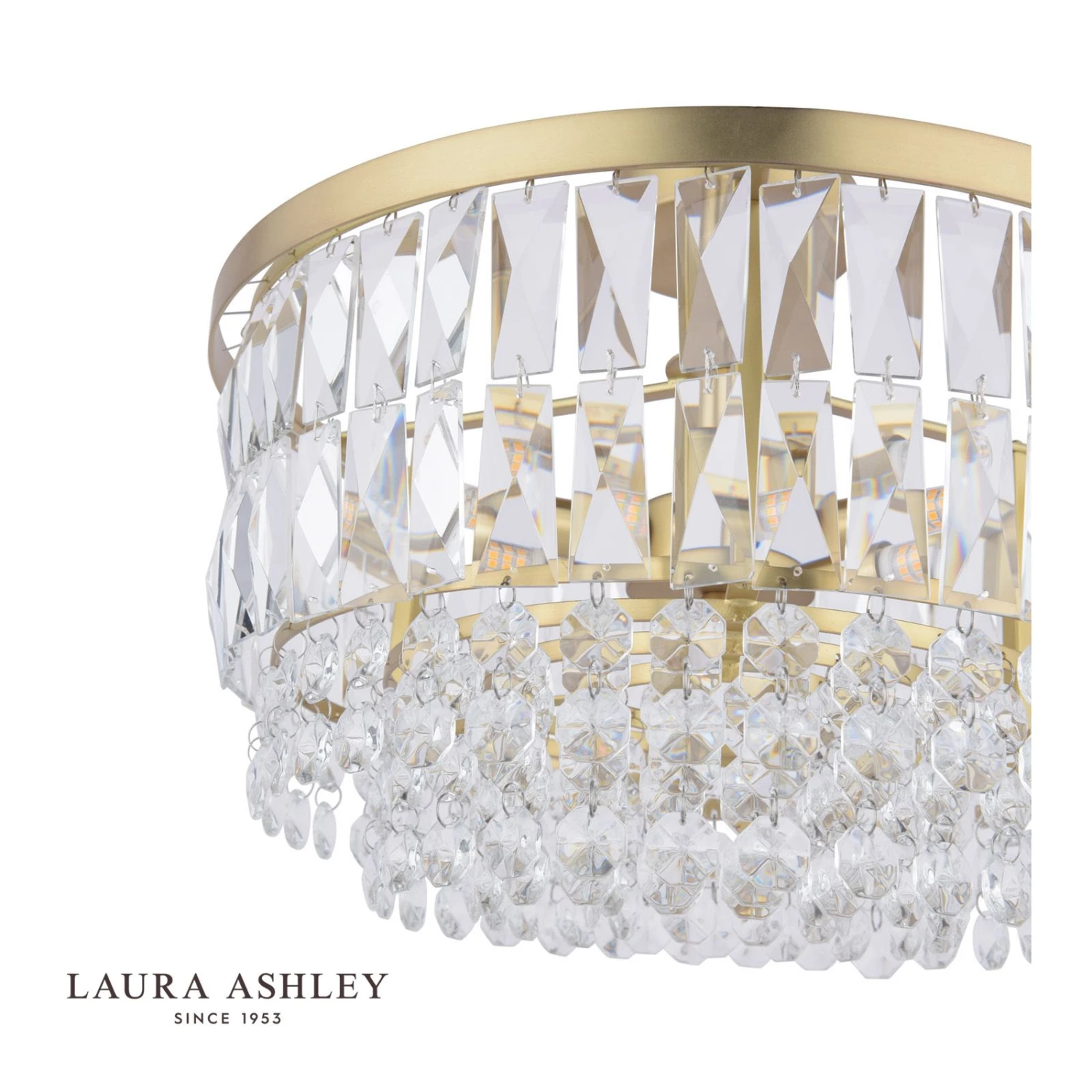 Laura Ashley Rhosill 3 Light Semi Flush Glass & Antique Brass - Image 4