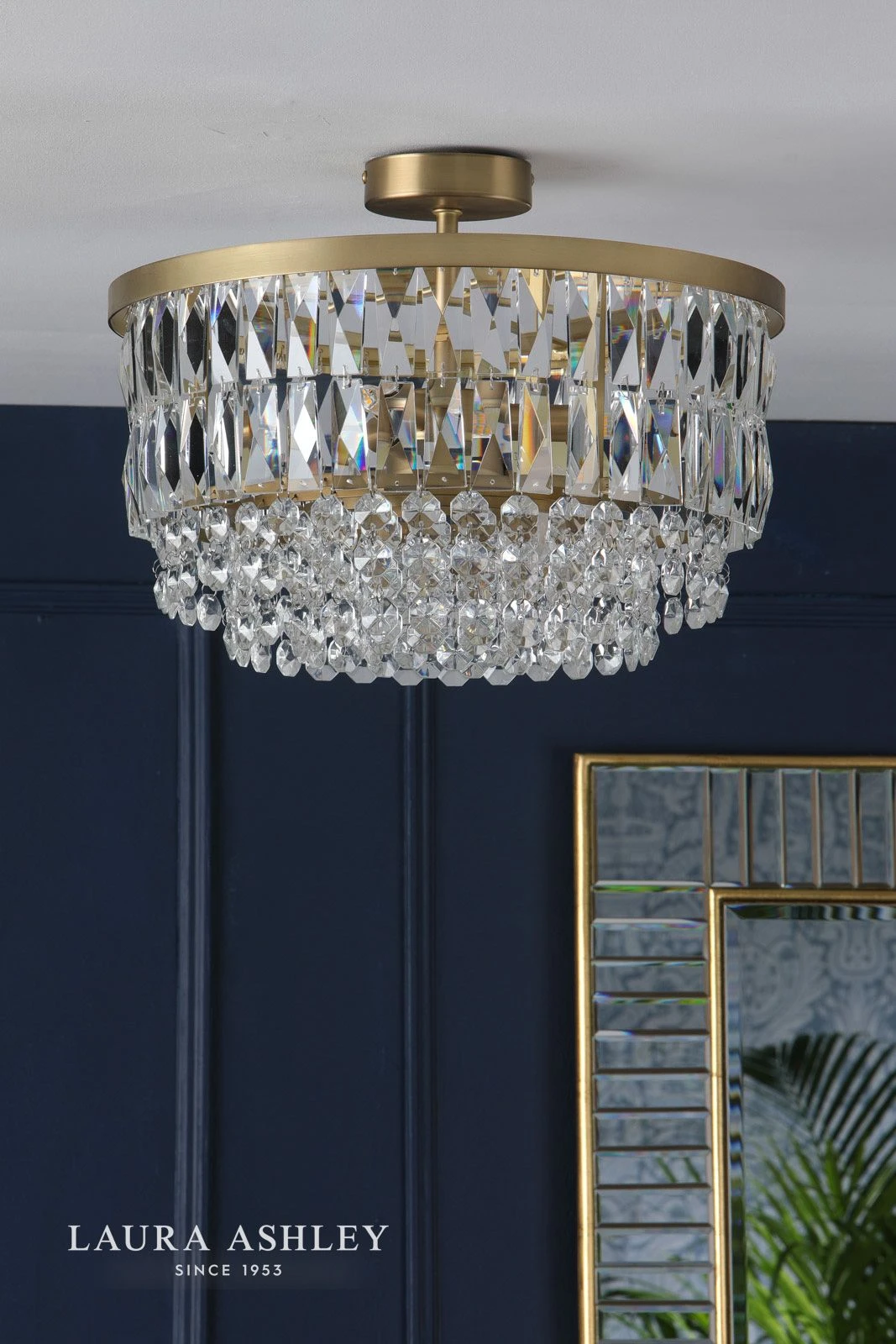 Laura Ashley Rhosill 3 Light Semi Flush Glass & Antique Brass - Image 6