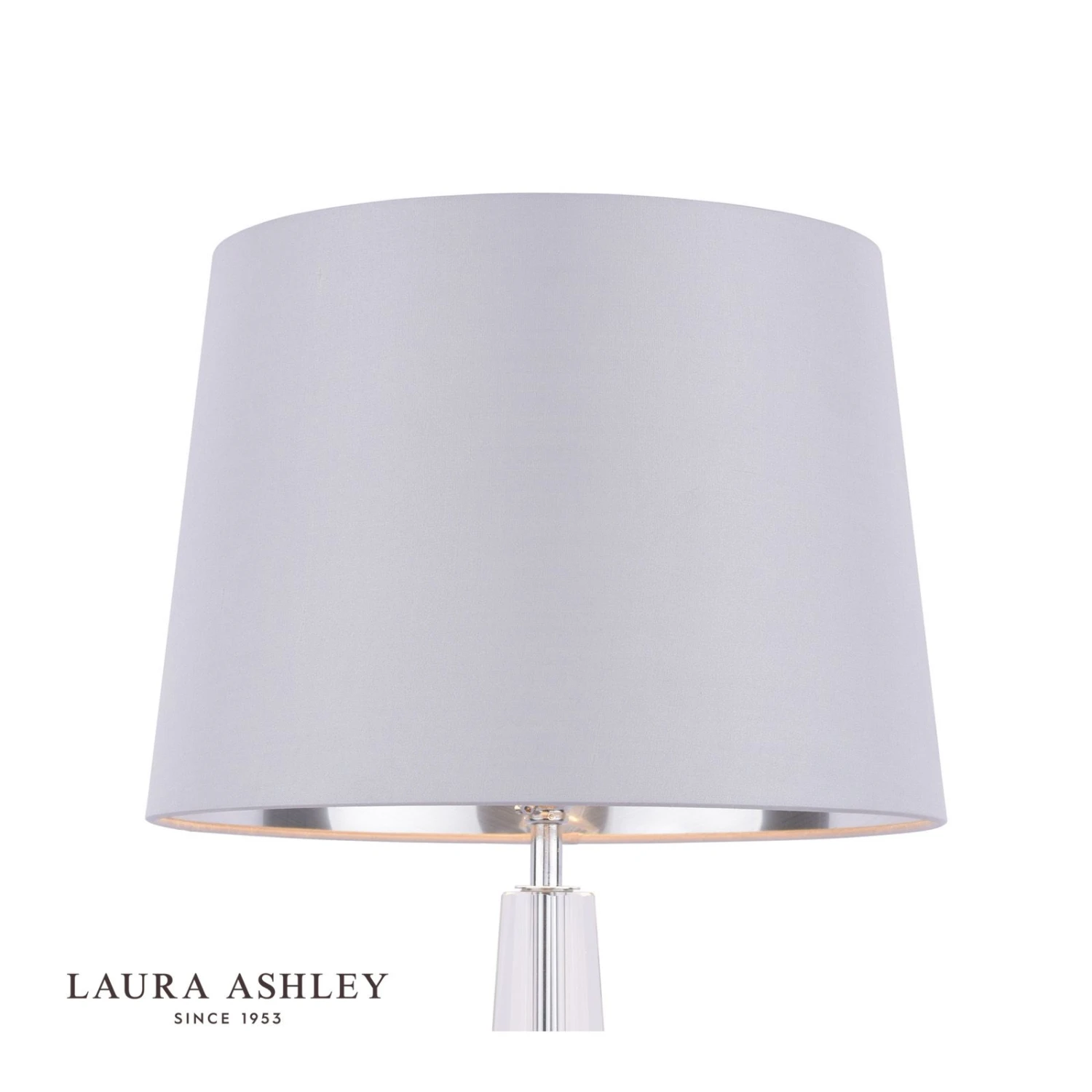 Laura Ashley Emyr Silk Tapered Drum Shade Silver 30.5cm/12 Inch - Image 3