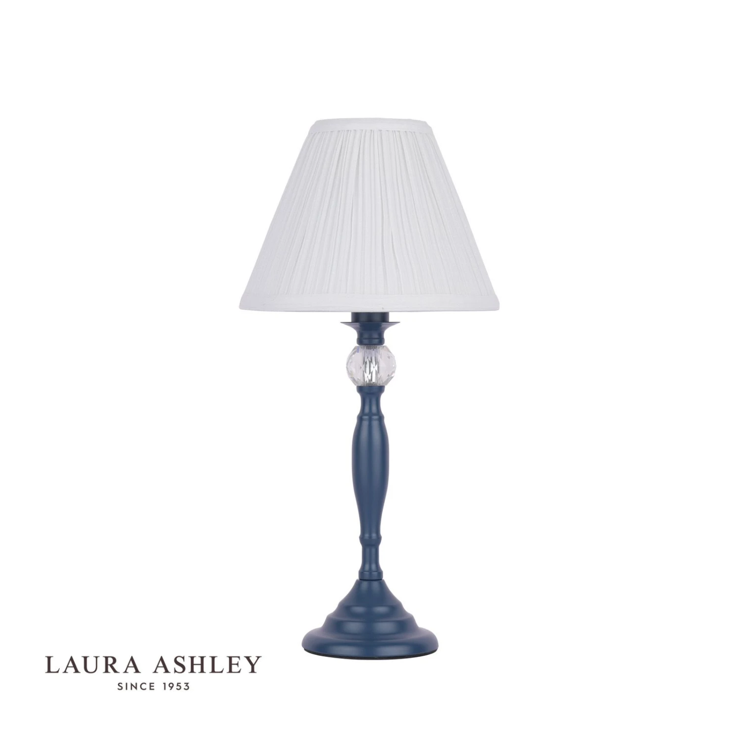 Laura Ashley Ellis Table Lamp Matt Blue & Crystal With Shade - Image 2