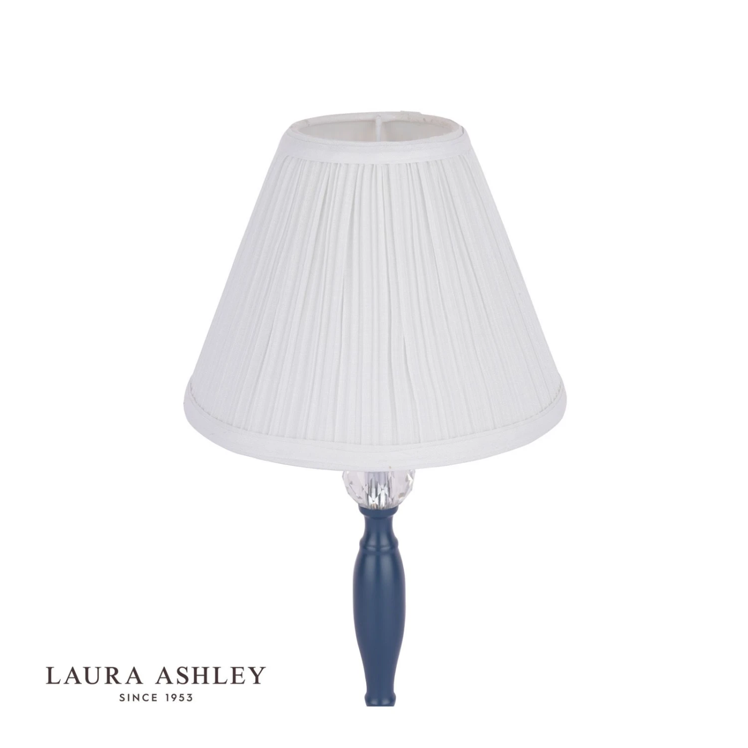 Laura Ashley Ellis Table Lamp Matt Blue & Crystal With Shade - Image 3