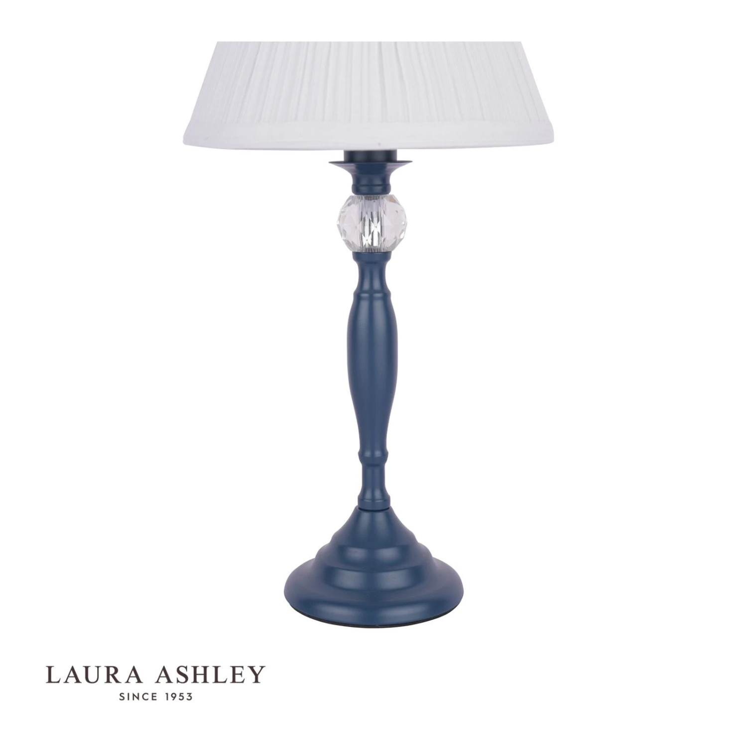 Laura Ashley Ellis Table Lamp Matt Blue & Crystal With Shade - Image 4