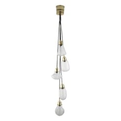 Lashira 5 Light Cluster Pendant Polished Brass & Glass