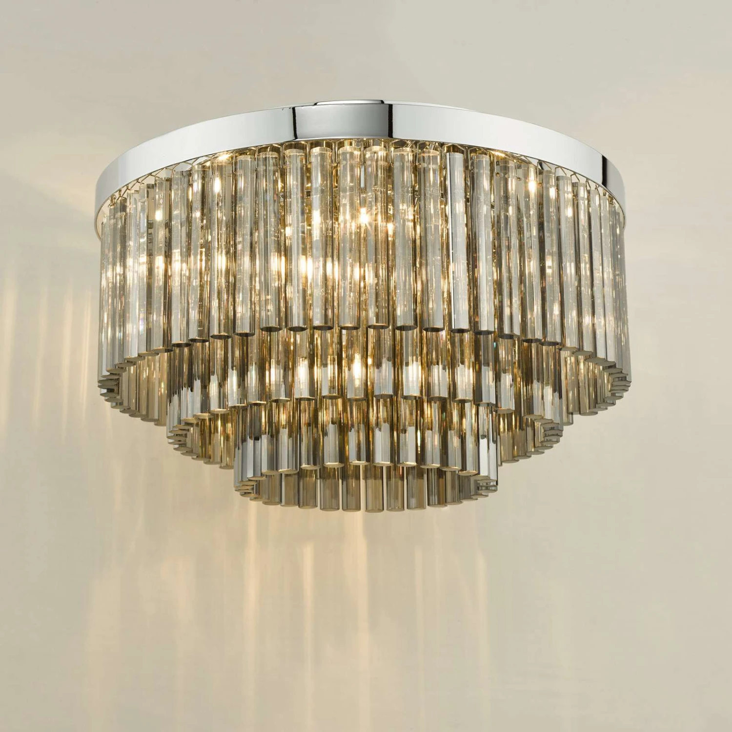 Logan 5 Light Flush Polished Chrome Smoked Glass - Image 5