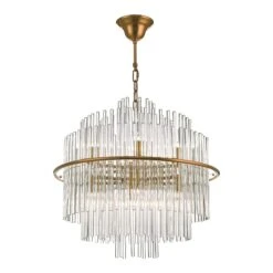 Lukas 13 Light Pendant Brushed Antique Gold And Clear Glass