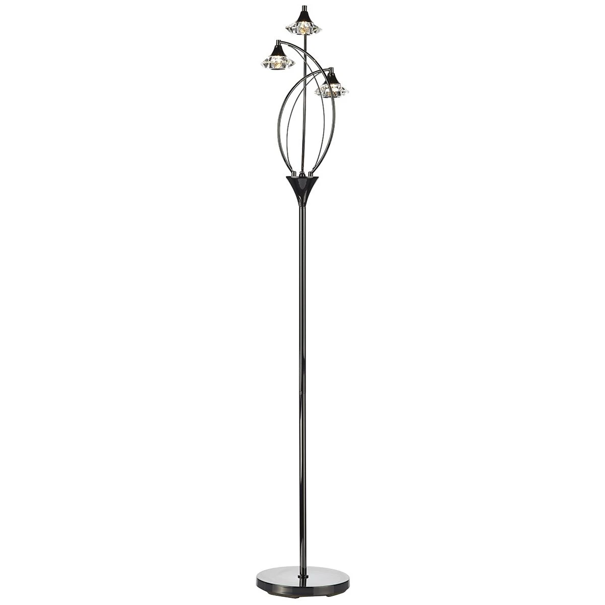Luther 3 Light Floor Lamp Black Chrome Crystal - Image 3