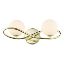 Lysandra 2 Light Wall Light Polished Gold And Opal Glass