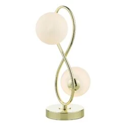 Lysandra 2 Light Table Lamp Polished Gold And Opal Glass