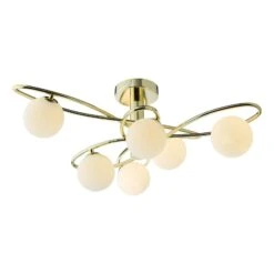 Lysandra 6 Light Semi-Flush Polished Gold And Opal Glass
