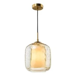 Majella Pendant Aged Brass And Champagne Glass