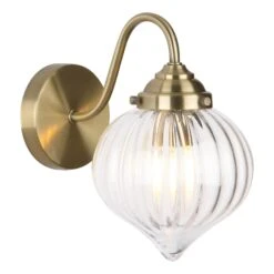 Mya Wall Light Antique Brass And Glass