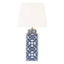 Mystic Table Lamp Blue And White With Shade