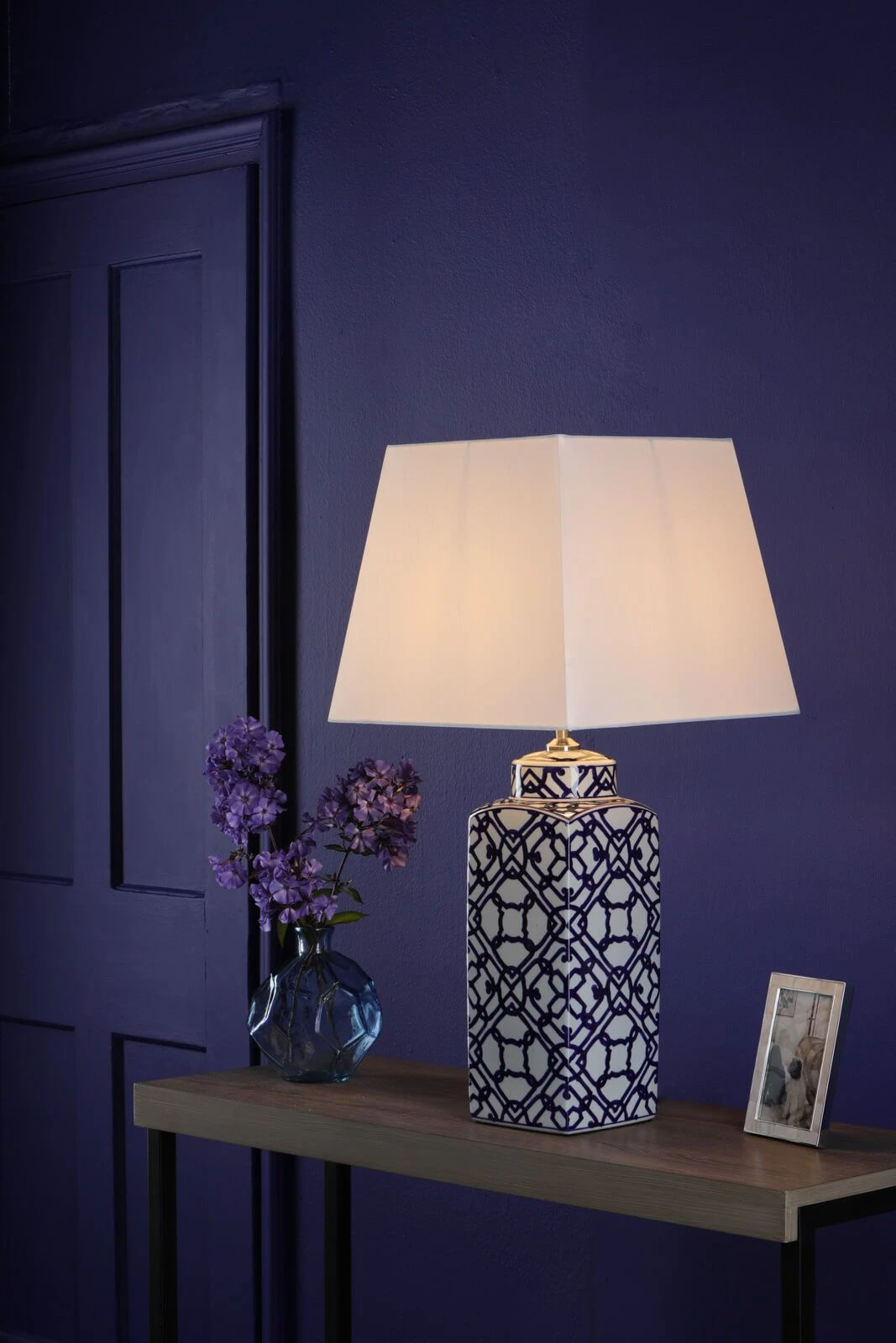 Mystic Table Lamp Blue And White With Shade - Image 5