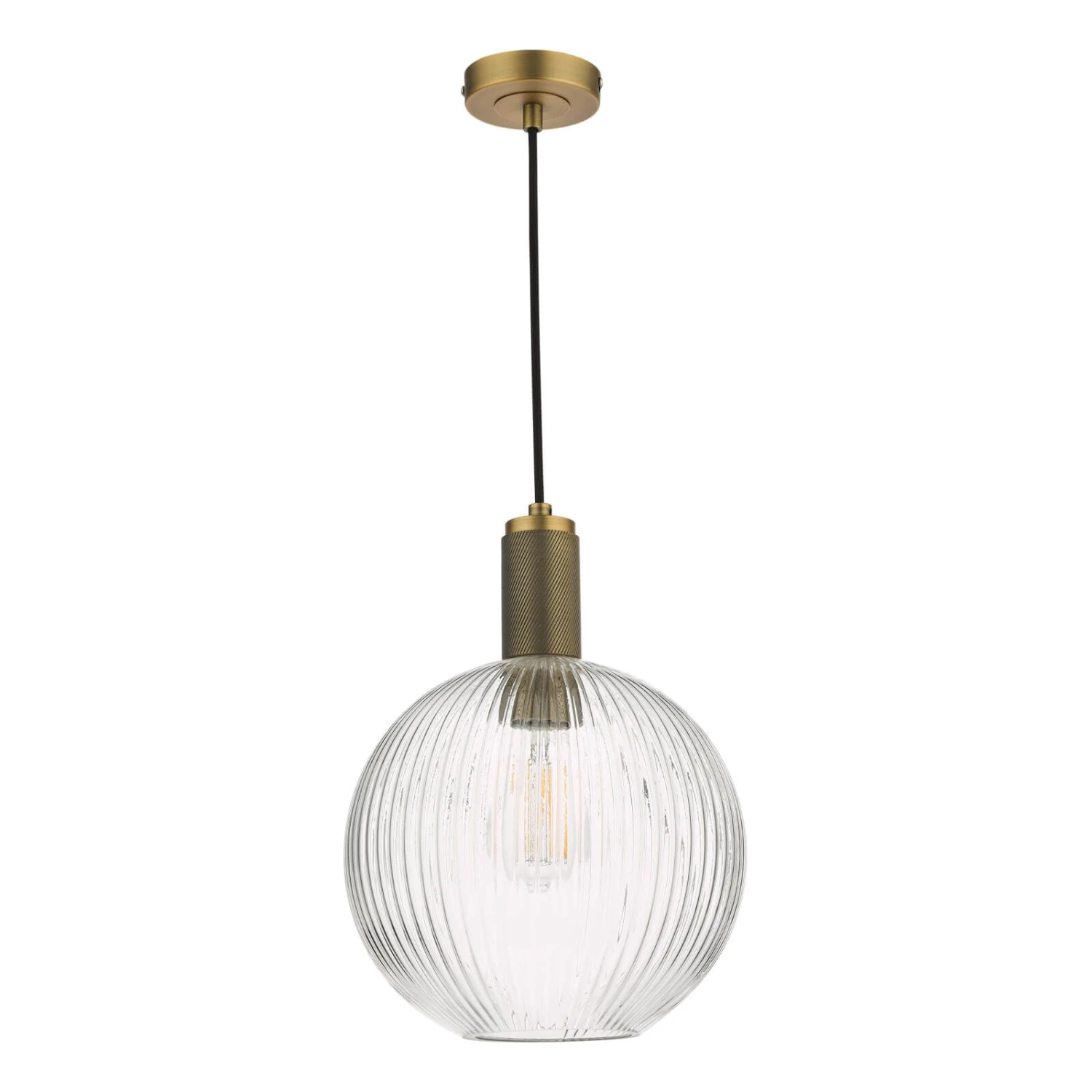 Nikolas Pendant Natural Solid Brass Ribbed Round Glass - Image 2