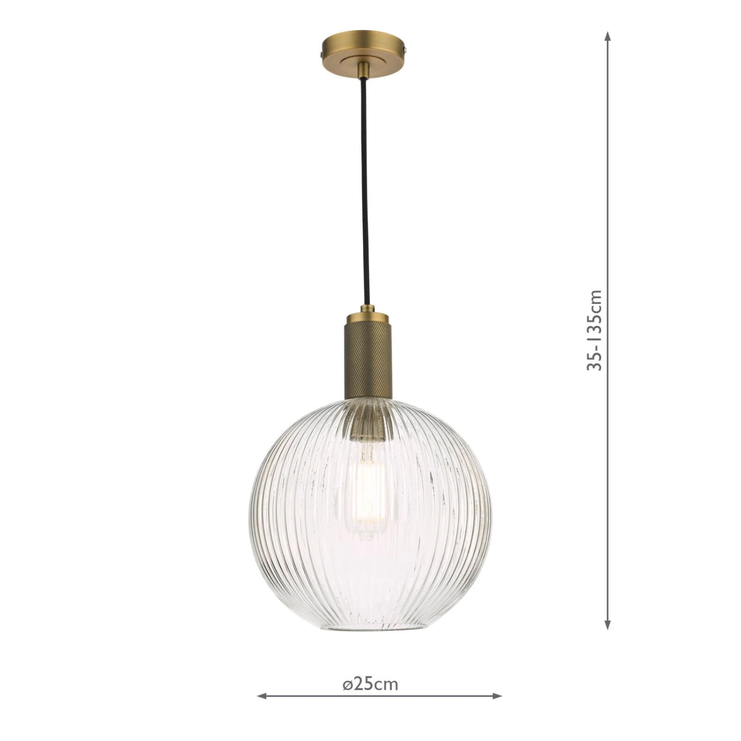 Nikolas Pendant Natural Solid Brass Ribbed Round Glass - Image 7