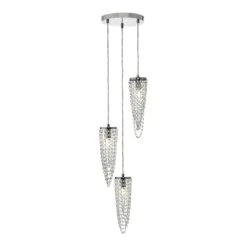 Nuala 3 Light Cluster Pendant Polished Chrome & Crystal